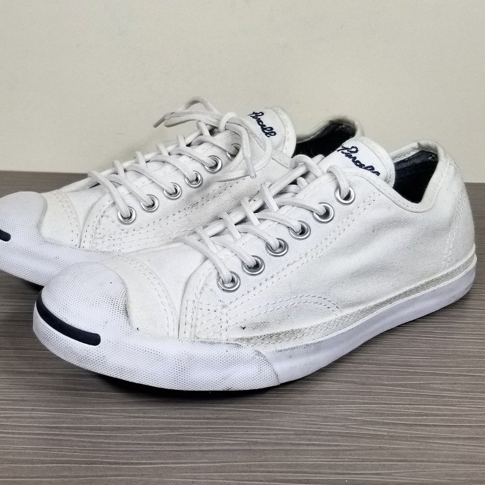 Converse Jack Purcell' Low Top Sneaker, White Canvas, Womens Size 5.5 US / 36